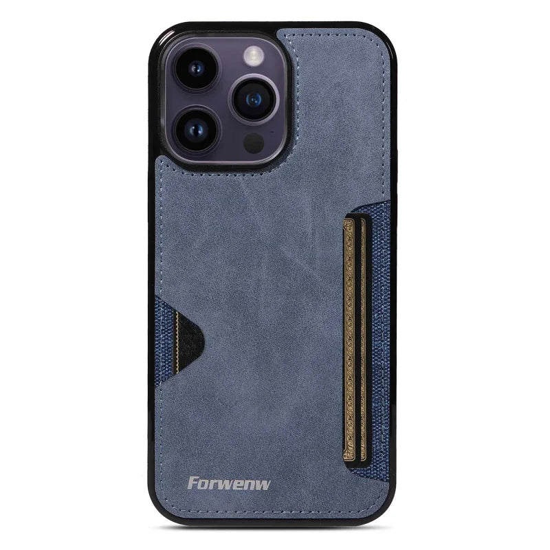 Retro-Kartenhalter-Handyhülle für iPhone 17 16 15 14 13 12 11 Pro Max 16E Air XS XR SE 7 8 Plus Business Wallet PU-Lederhülle