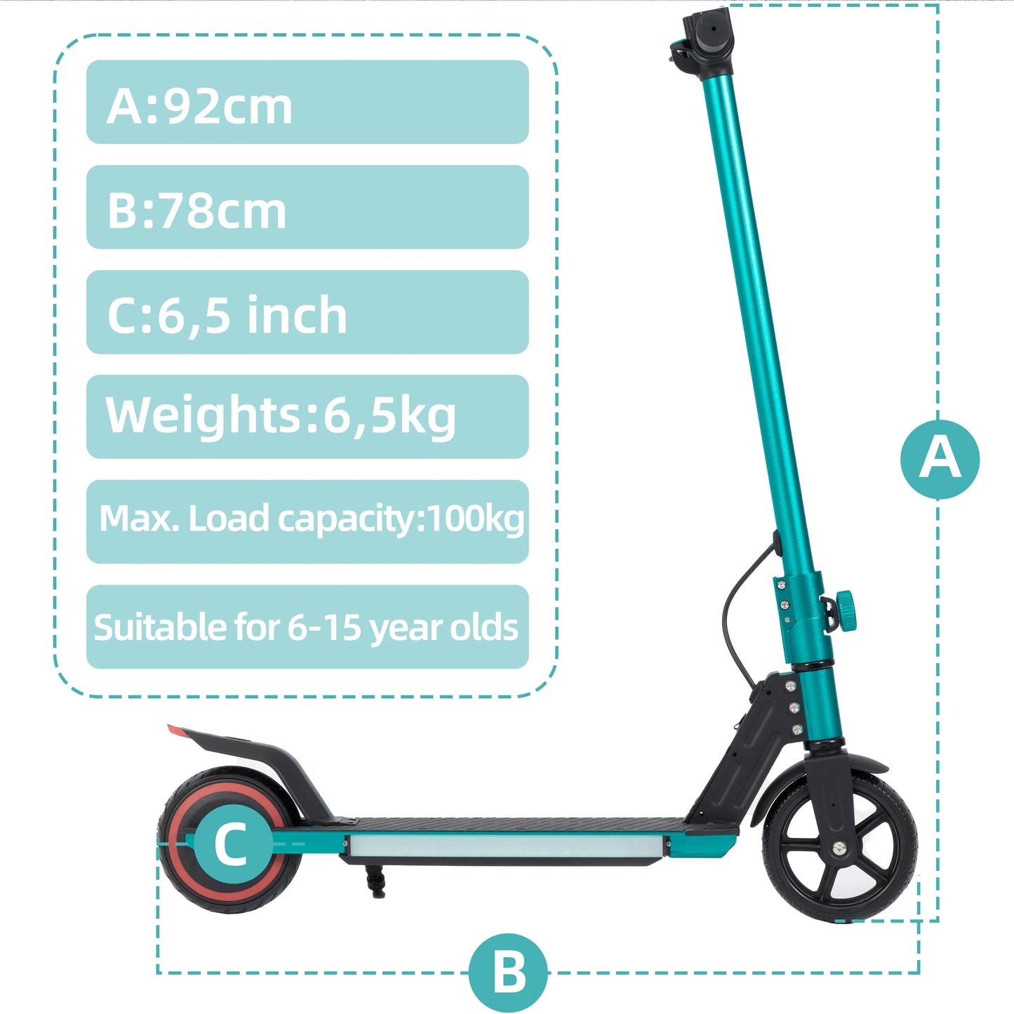 Vankel S32 Elektroroller für Kinder, klappbarer 6,5-Zoll-E-Scooter, 150W Motor, 60Wh Batterie, Elektrofahrzeug für Kinder von 6–12 Jahren