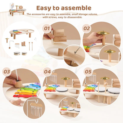 Baby Holz Montessori Spielzeug Bandstand Modell Abnehmbare Set Mobile Trommel Kinder Puzzle Lernen Spielzeug Für Neugeborene Geburtstag Geschenk
