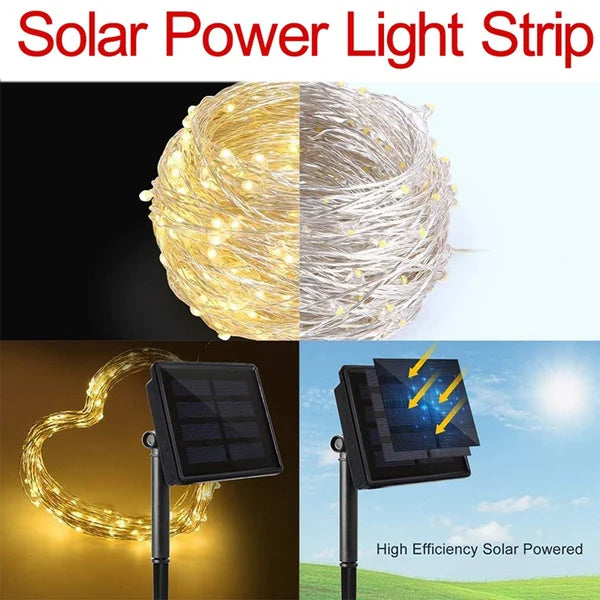 LED Solar Licht Outdoor Garten Fee String Licht Led Twinkle Wasserdichte Lampe für Weihnachten Terrasse Baum Party 6m/12m/23m/33m