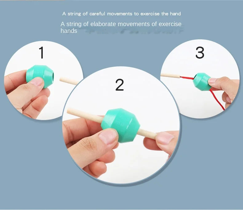 Montessori Holzspielzeug Farbform passendes Puzzlespiel Bunte Perlen Farbkognition Frühes Lernspielzeug Geschenk für Kinder