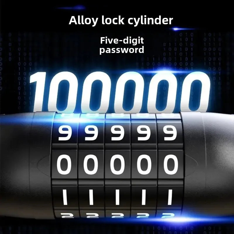 Motorrad-Kettenschloss, Diebstahlschutz für Elektrofahrzeuge, 5-stelliger Code, Kombination, Sicherheitsschloss, Halterung, Fahrrad-Eisen-Kettenschloss