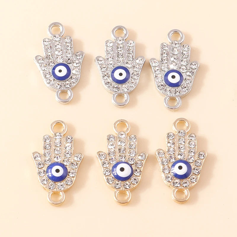 10 Stück Mixed Crystal Evil Eye Charms Türkische Lucky Blue Eye Charms Anhänger Anschlüsse für Armband Ohrringe Halskette DIY Schmuck