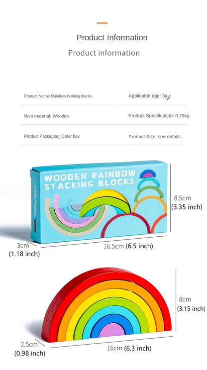 Heißer Bogen Brücke Regenbogen Bausteine Kinder Montessori Lernspiele Farbe und Form Kognitive Holz Spielzeug für Kinder