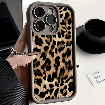 Mode Sexy Braun Leopard Silikon Soft Case Für iPhone 13 14 Pro Max 11 12 Mini 15 16 Plus SE2022 7 8 X XS XR Stoßfest Abdeckung
