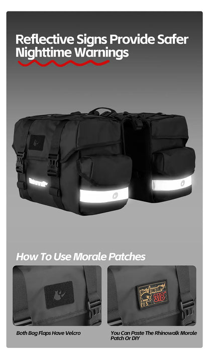 Rhinowalk Fahrrad-Gepäckträgertasche, 22/40/50 l, wasserdichte doppelseitige Fahrrad-Satteltasche mit innerer Stützplatte, erweiterbarer Aufbewahrungsgurt