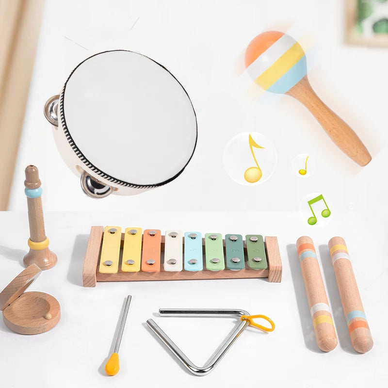 Wooden Musical Instrument Montessori Music Set Baby Children Percussion Instrument Toy Early Educational Knocking Toys for Kids