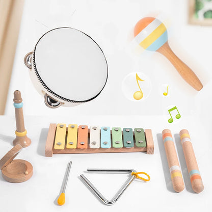 Wooden Musical Instrument Montessori Music Set Baby Children Percussion Instrument Toy Early Educational Knocking Toys for Kids