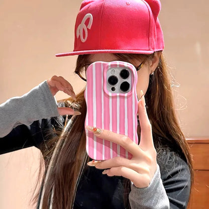 Modische, farbkollisionsgestreifte, glänzende Hülle für iPhone 17, 12, 13, 14, 15, 16 Pro Max, 17 Air Wave-Kanten, komfortable Touch-Rückseite