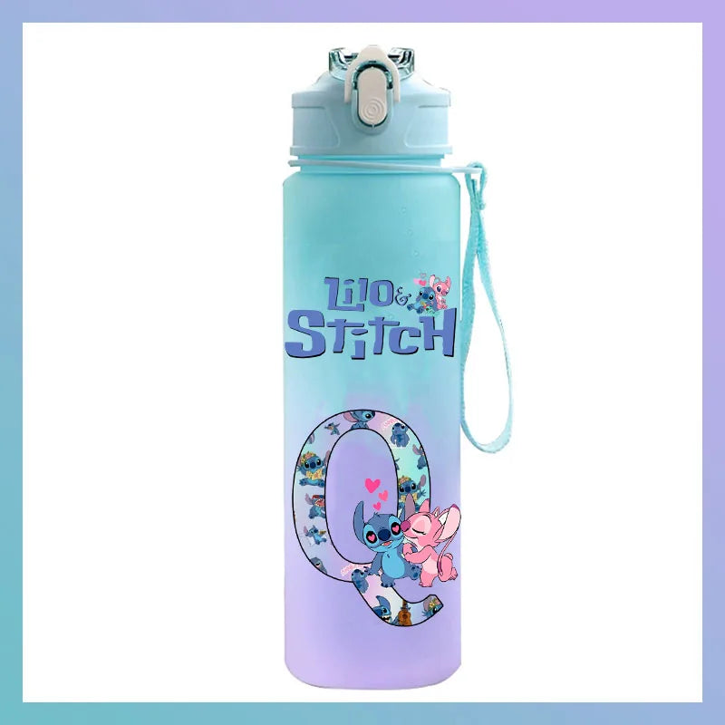 750 ml Lilo Stitch Brief A-Z Gedruckt Wasser Flasche Große Kapazität Trinken Tragbare Anime Outdoor Sport Wasser Tasse KINDER geschenk Gym