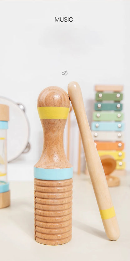 Wooden Musical Instrument Montessori Music Set Baby Children Percussion Instrument Toy Early Educational Knocking Toys for Kids