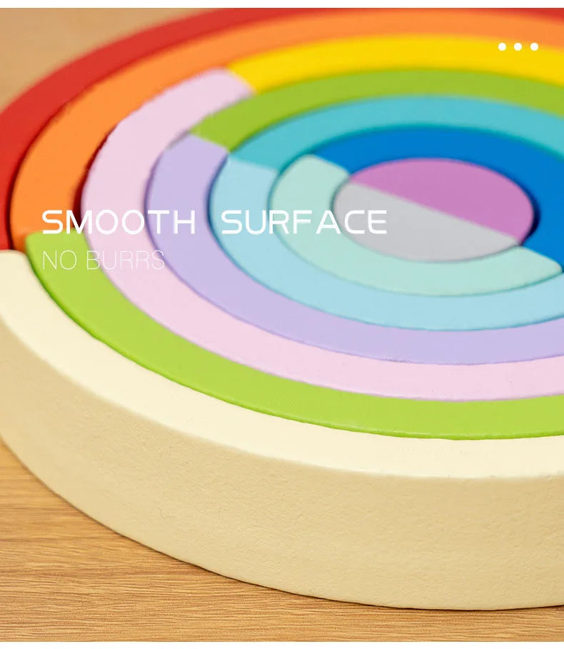 Heißer Bogen Brücke Regenbogen Bausteine Kinder Montessori Lernspiele Farbe und Form Kognitive Holz Spielzeug für Kinder