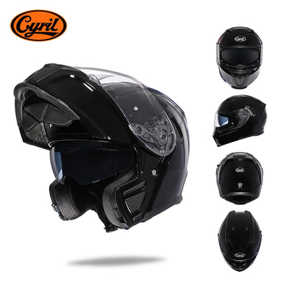 Integraler Motorradhelm mit Dual-Visier, Cyril hochklappbarer Motorradhelm mit Bluetooth-Steckplatz für Erwachsene, DOT-zugelassener Helm