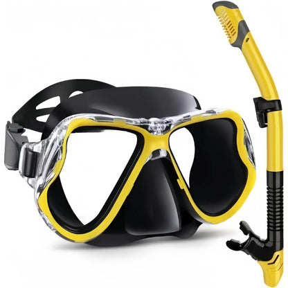 Professionelles Antibeschlag-Schnorchelset für Erwachsene – Set aus Panorama-Tauchmaske und Schwimmtrainingsgeräten aus gehärtetem Glas
