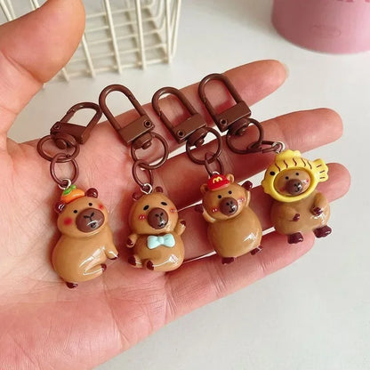 1-10Pcs Lustige Cartoon Capybara Schlüsselanhänger Frauen Männer Charme Harz Glänzend Flatback Tier Anhänger Schlüsselring Schmuck, Die Entdeckungen