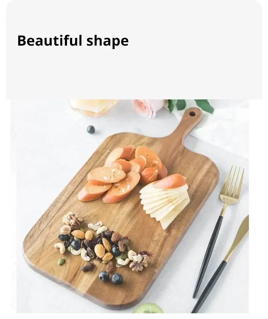 Holzschneidebrett mit Griff, Küche, Haushalt, Servierbrett, Holz-Käsebrett, Charcuterie-Brett für Brot, Obstteller