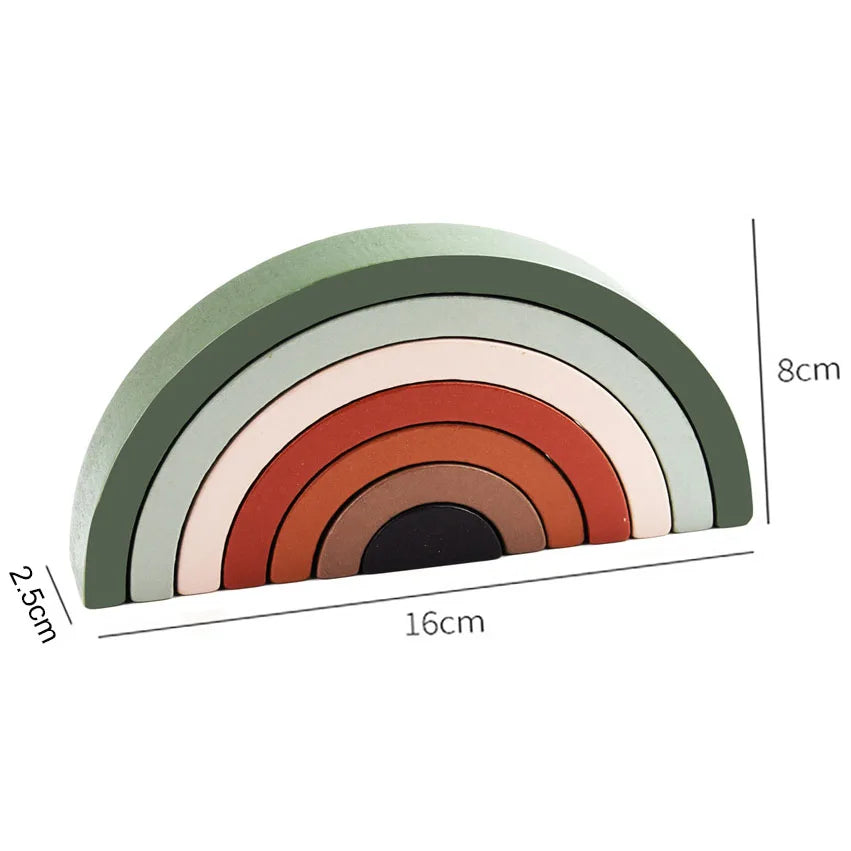 Heißer Bogen Brücke Regenbogen Bausteine Kinder Montessori Lernspiele Farbe und Form Kognitive Holz Spielzeug für Kinder