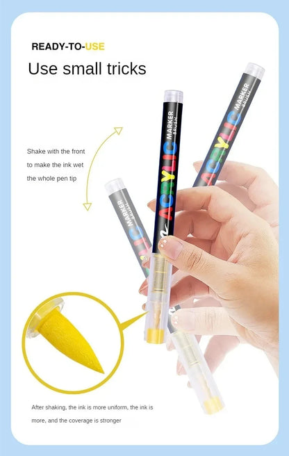 12-120 Farben Acrylfarben Stifte Marker Pinselspitze Farbmarker für Felsmalerei Holz Leinwand Stein Weihnachtsgeschenk DIY Handwerk