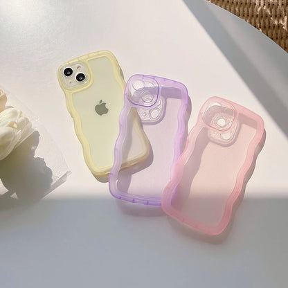 Für iPhone 17 Air 16 15 14 13 12 11 Pro Max Mini XS Plus Hülle Niedliche klare lockige Welle Hybrid stoßfeste Stoßstangenabdeckung Soft Fundas