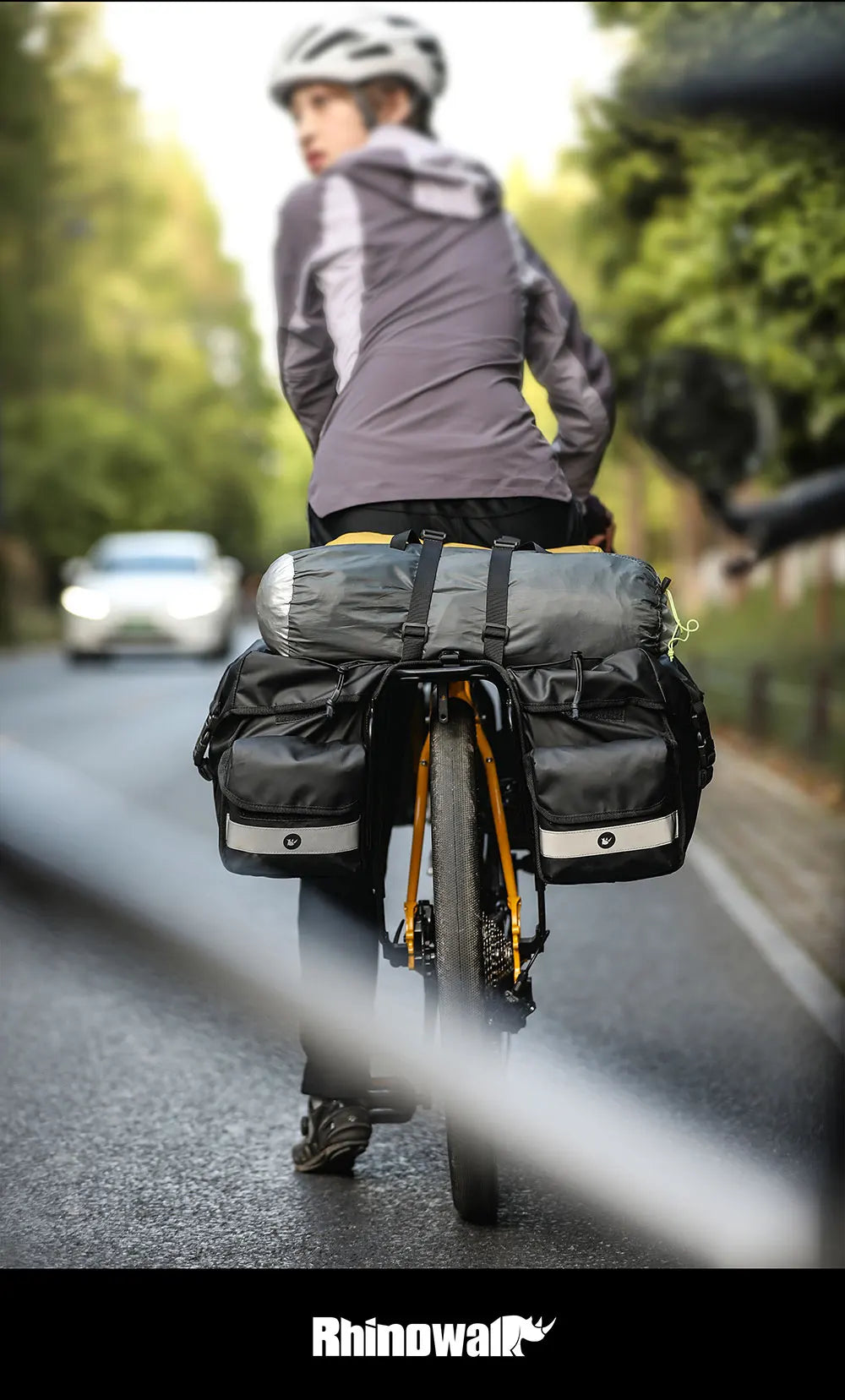 Rhinowalk Fahrrad-Gepäckträgertasche, 22/40/50 l, wasserdichte doppelseitige Fahrrad-Satteltasche mit innerer Stützplatte, erweiterbarer Aufbewahrungsgurt