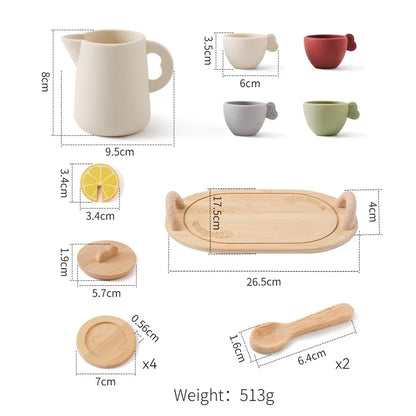 Mädchen Spielzeug Holz Nachmittag Tee Set kinder Spielzeug Küche Pretend Spielen Set Toaster Kaffeemaschine Eis Kinder Pädagogisches Spielzeug
