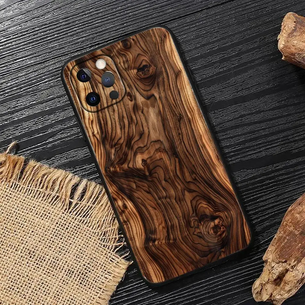 Kreative Handyhülle mit Holzmaserungsmuster, geeignet für iPhone 17, 16, 15, 14, 13, 12, 11, Pro/Max/Plus, All-Inclusive-Frosted-Softshell