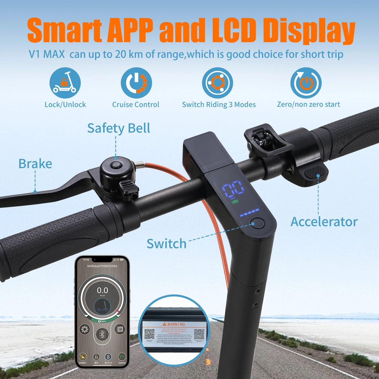 TWOFISH Elektroroller, 400 W Leistungsmotor, 9 Zoll Reifen, 10,4 Ah Akku, 100 kg Last, 28 km/h Scheibenbremse mit intelligenter App, faltbarer Escooter