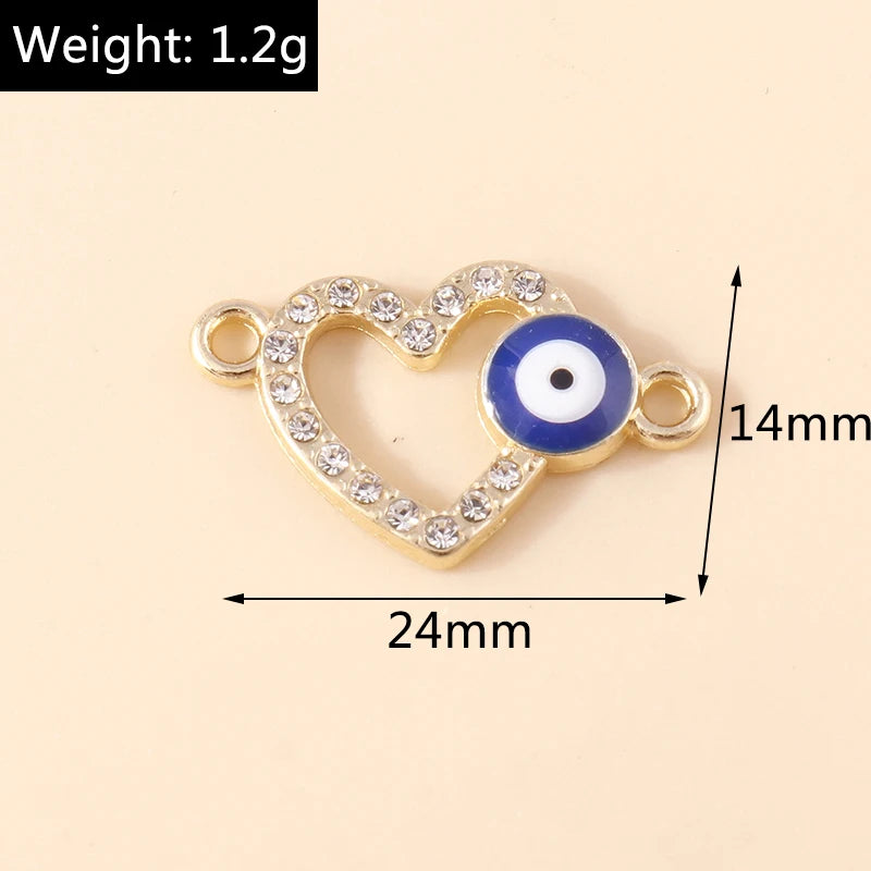 10 Stück Mixed Crystal Evil Eye Charms Türkische Lucky Blue Eye Charms Anhänger Anschlüsse für Armband Ohrringe Halskette DIY Schmuck
