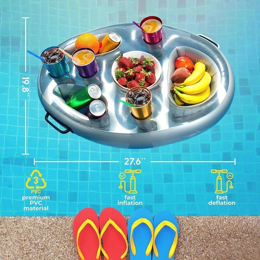 Schwimmender Pool-Getränkekühler, aufblasbarer Getränkehalter mit Getränketabletts für Sommerpartys, Strandeveranstaltungen, Aktivitäten für Wasserspaß