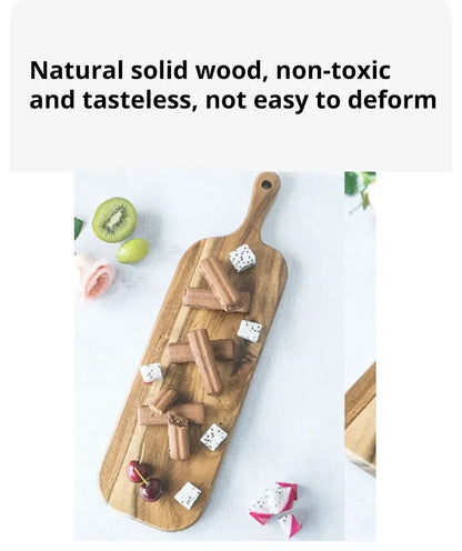 Massivholz-Schneidebrett mit Griff, Servicebrett für Küche und Haushalt, Brot- und Obstteller, Brett für gekochte Speisen