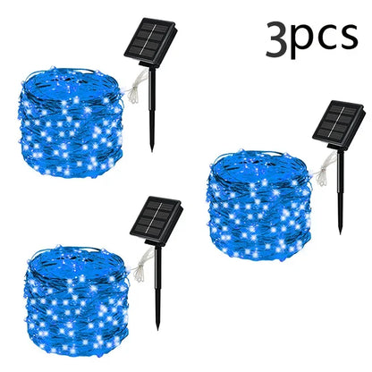 7m/12m/22m/32m LED Solar Licht Outdoor Garten Fee String Licht Led funkeln Wasserdichte Lampe für Weihnachten Terrasse Baum Party