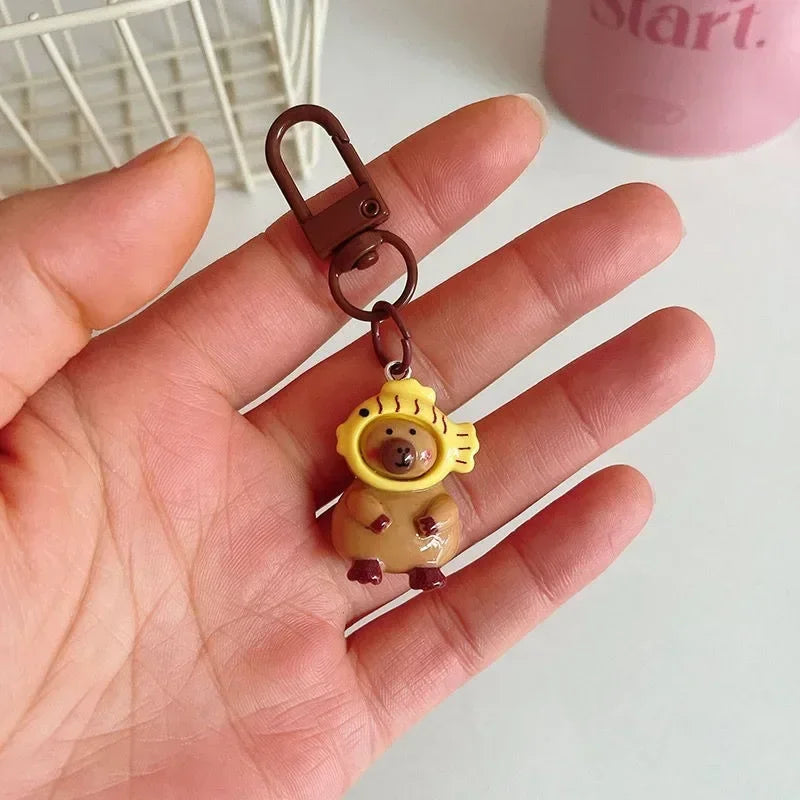 1-10Pcs Lustige Cartoon Capybara Schlüsselanhänger Frauen Männer Charme Harz Glänzend Flatback Tier Anhänger Schlüsselring Schmuck, Die Entdeckungen