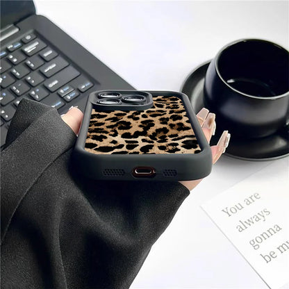 Mode Sexy Braun Leopard Silikon Soft Case Für iPhone 13 14 Pro Max 11 12 Mini 15 16 Plus SE2022 7 8 X XS XR Stoßfest Abdeckung