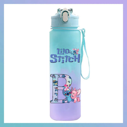 750 ml Lilo Stitch Brief A-Z Gedruckt Wasser Flasche Große Kapazität Trinken Tragbare Anime Outdoor Sport Wasser Tasse KINDER geschenk Gym