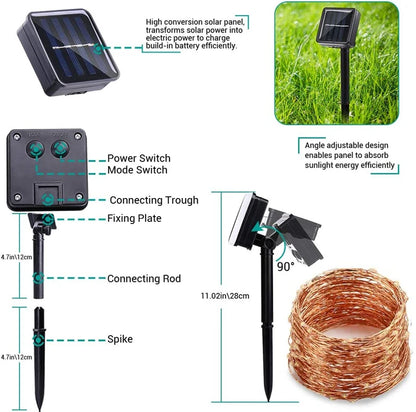 LED Solar Licht Outdoor Garten Fee String Licht Led Twinkle Wasserdichte Lampe für Weihnachten Terrasse Baum Party 6m/12m/23m/33m