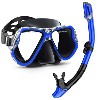 Professionelles Antibeschlag-Schnorchelset für Erwachsene – Set aus Panorama-Tauchmaske und Schwimmtrainingsgeräten aus gehärtetem Glas