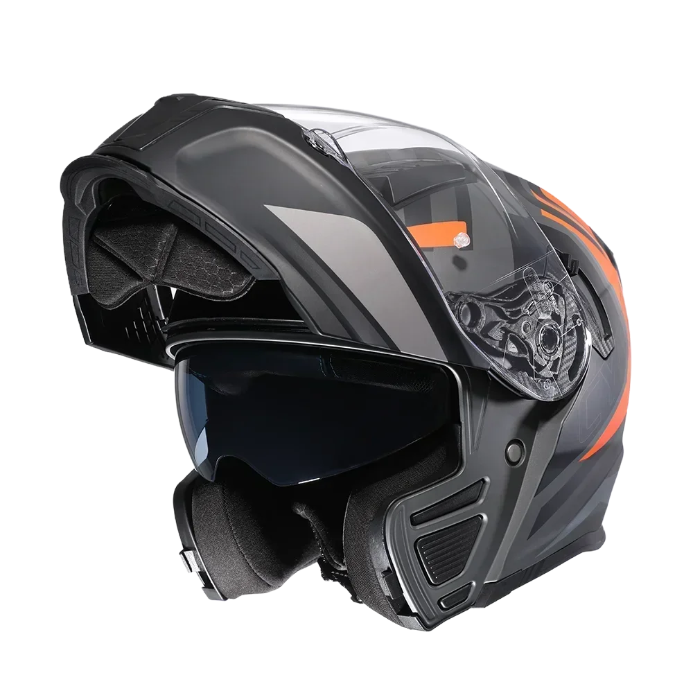 Integraler Motorradhelm mit Dual-Visier, Cyril hochklappbarer Motorradhelm mit Bluetooth-Steckplatz für Erwachsene, DOT-zugelassener Helm