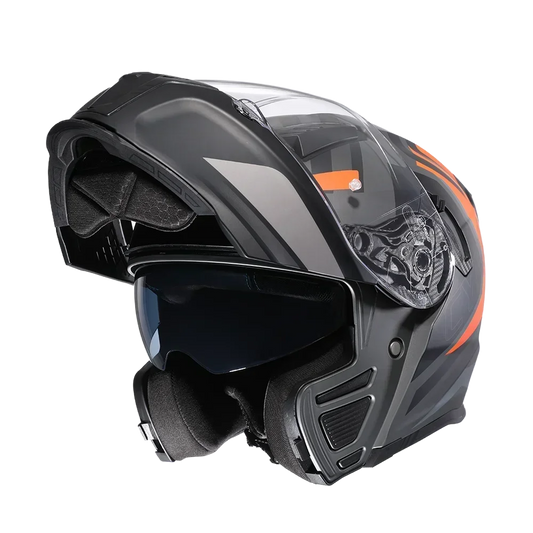Integraler Motorradhelm mit Dual-Visier, Cyril hochklappbarer Motorradhelm mit Bluetooth-Steckplatz für Erwachsene, DOT-zugelassener Helm