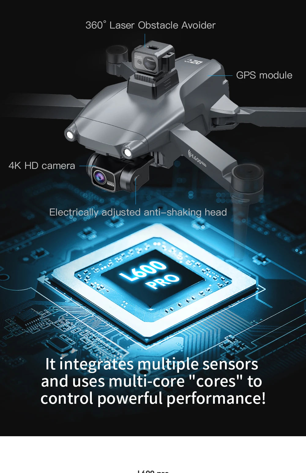 L600 PRO GPS-Drohne, professionelle 4K HD Dual-Kamera 360° °   Hindernisvermeidung Bürstenloser Motor 5G WIFI FPV RC Quadcopter Spielzeug Eders