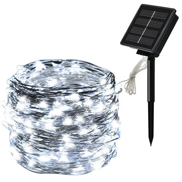 7m/12m/22m/32m LED Solar Licht Outdoor Garten Fee String Licht Led funkeln Wasserdichte Lampe für Weihnachten Terrasse Baum Party