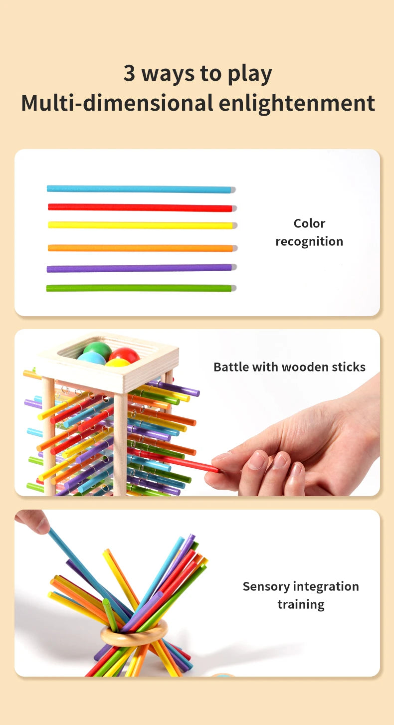 Baby Montessori Sensorische Feinmotorik Spielzeug Farbe Kognitive Lernen Zählen Sticks Spiel Pädagogisches Kinder Balance Holz Spielzeug