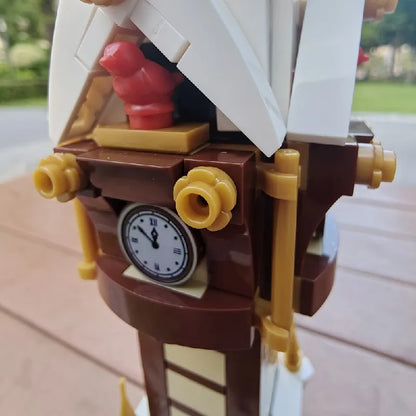 345PCS MOC Weihnachten Straße Uhr Turm Bausteine Stadt Platz Kalender Glocke Turm Architektur Ziegel Spielzeug Weihnachten Geschenk