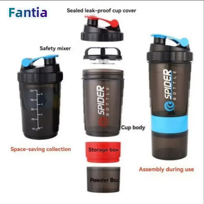 Schüttel becher Lebensmittel qualität mit Pulver box drei schicht iger Schüttel becher Protein pulver Fitness Sport Shake Misch wasserglas