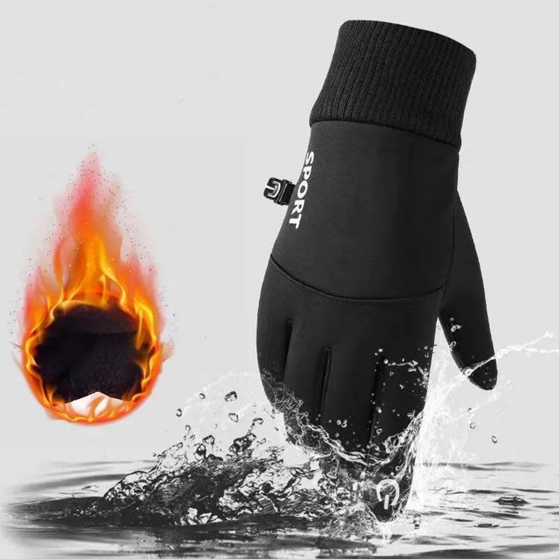 Winter Warme Volle Finger Wasserdicht Winddicht Radfahren Outdoor Sport Laufen Motorrad Ski Touchscreen Fleece Handschuhe