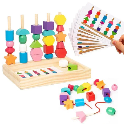 Montessori Holzspielzeug Farbform passendes Puzzlespiel Bunte Perlen Farbkognition Frühes Lernspielzeug Geschenk für Kinder