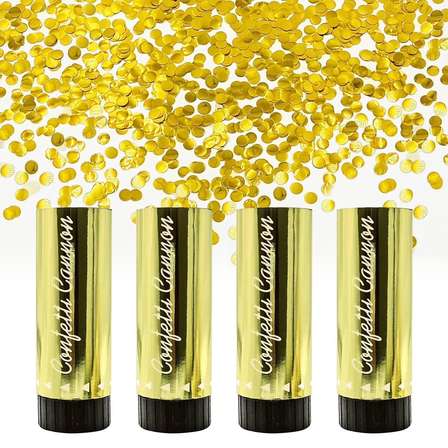 4 Packungen goldene Konfetti-Kanonen, Feier, Feuerwerk, Kanone, Konfetti, Popper, Handheld, Abschlussfeier, Weihnachten, Geburtstag, Hochzeit, Party-Versorgung