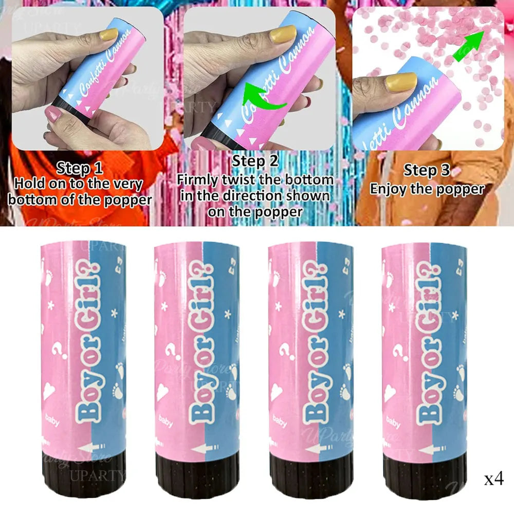 8 Stück rosa blaue Konfetti-Popper-Kanone für Geschlecht offenbaren blau rosa Papier-Konfetti-Shooter für Geburtstag, Hochzeit, Party, Dekoration, Gastgeschenk