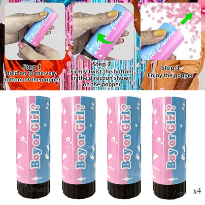 8 Stück rosa blaue Konfetti-Popper-Kanone für Geschlecht offenbaren blau rosa Papier-Konfetti-Shooter für Geburtstag, Hochzeit, Party, Dekoration, Gastgeschenk