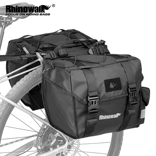 Rhinowalk Fahrrad-Gepäckträgertasche, 22/40/50 l, wasserdichte doppelseitige Fahrrad-Satteltasche mit innerer Stützplatte, erweiterbarer Aufbewahrungsgurt
