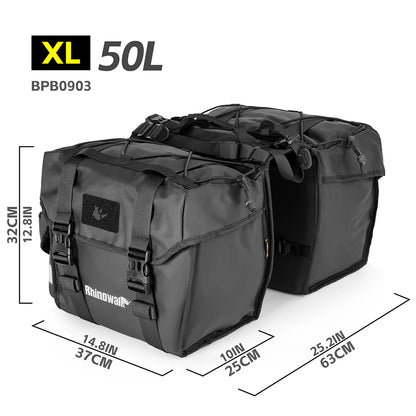 Rhinowalk Fahrrad-Gepäckträgertasche, 22/40/50 l, wasserdichte doppelseitige Fahrrad-Satteltasche mit innerer Stützplatte, erweiterbarer Aufbewahrungsgurt